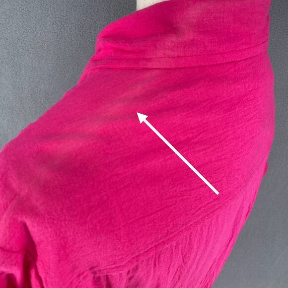 Vtg 80s 90s Two Potato Button Down Tie Back Short Sleeve Maxi Dress M Pink NOS - Picture 10 of 16